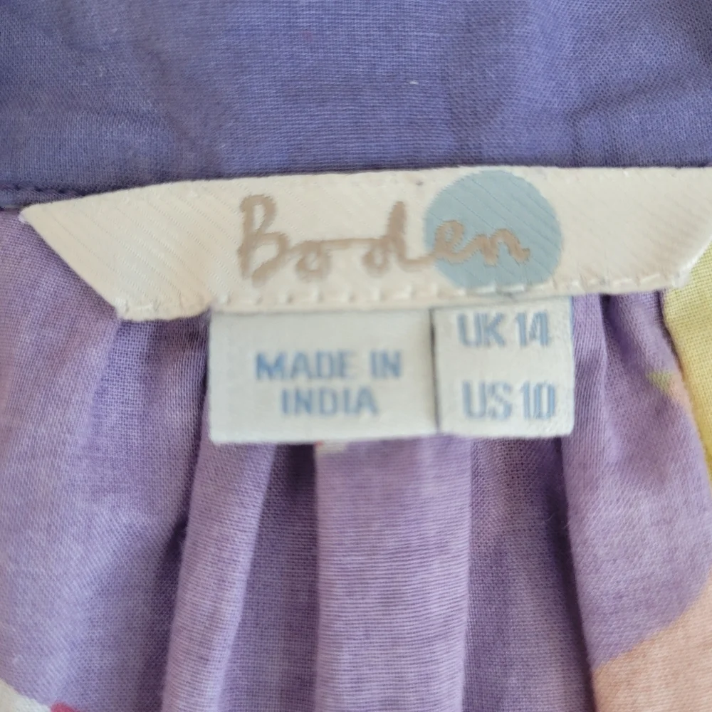 Boden Floral Vibrant Colors 100% Cotton Tunic Dress Embellished Women's US 10 - Picture 2 of 13